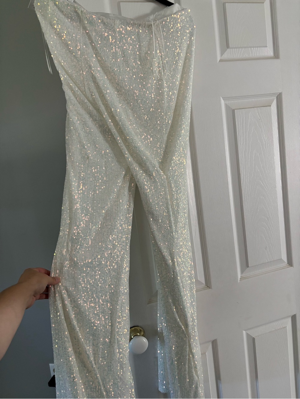 Showpo Champagne Iridescent Sequin Wide-Leg Pants